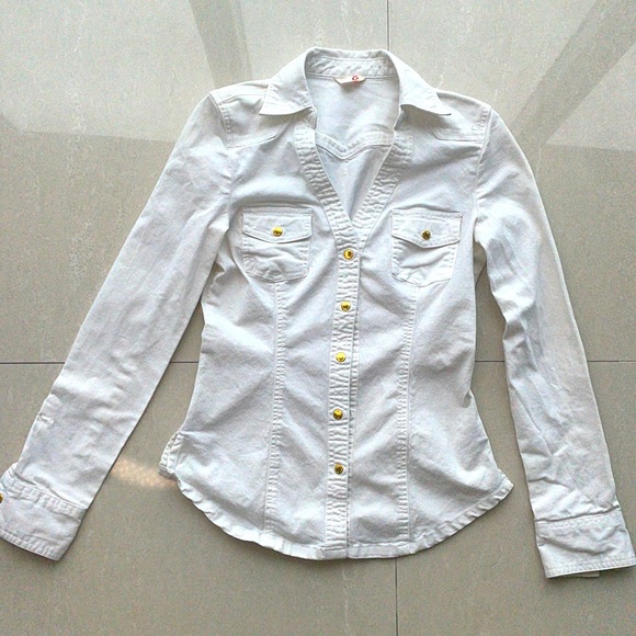 G By GUESS Denim Long Sleeve Button Down Shirt - Picture 1 of 8